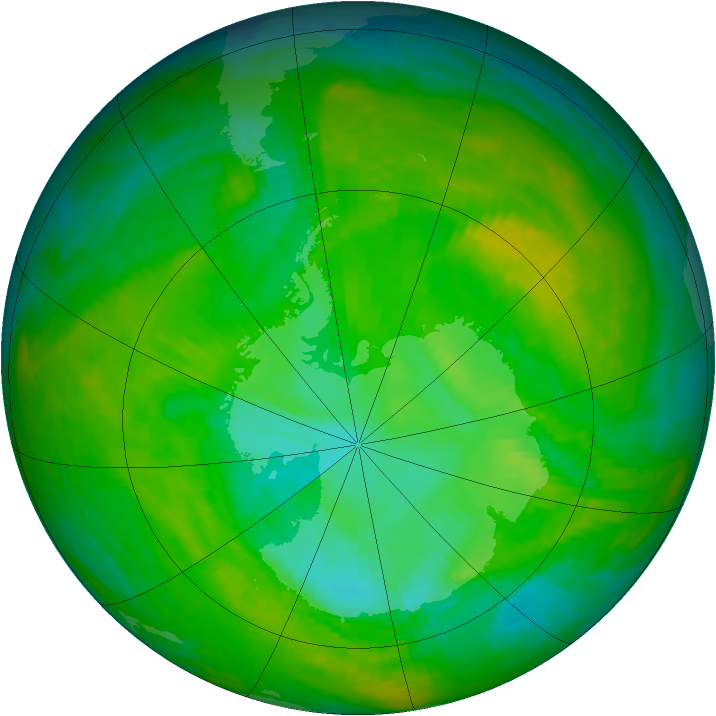 Antarctic ozone map for 01 December 2002